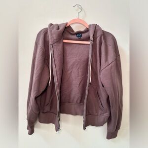 Gap Cropped Zip Hoodie Women’s Medium Dark Purple-Brown